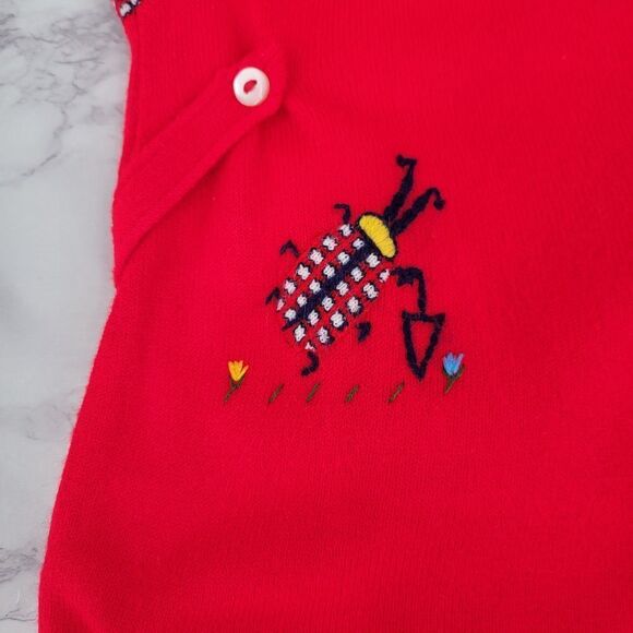 Neiman Marcus Vintage Red Knit Bubble Romper with Embroidered Matching Top Set - Picture 4 of 14